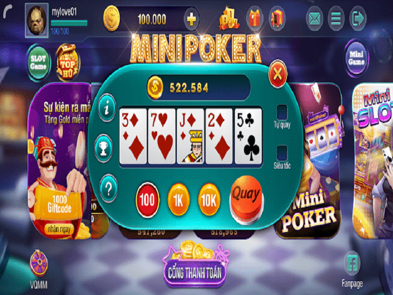 Luật chơi Mini Poker, cách quay mini poker nổ hũ