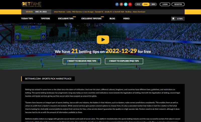 Website tips bóng đá Betfame.com